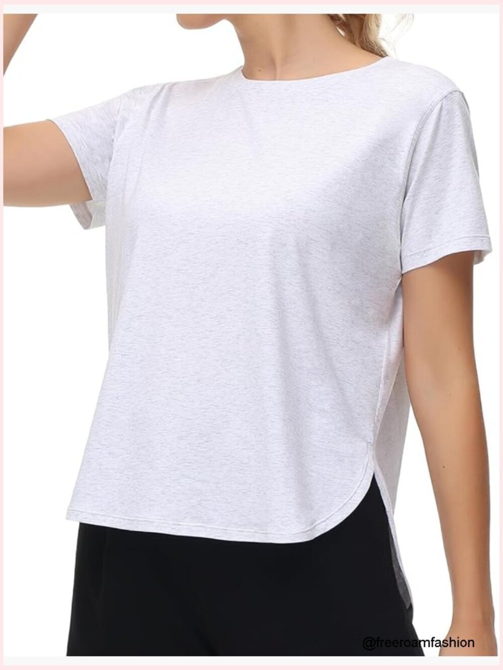 Loose Fit Short Sleeve Split Hem T-Shirt for Women